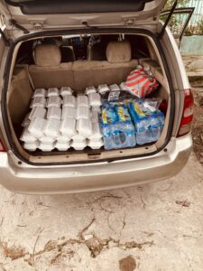 Food packed for distribution.